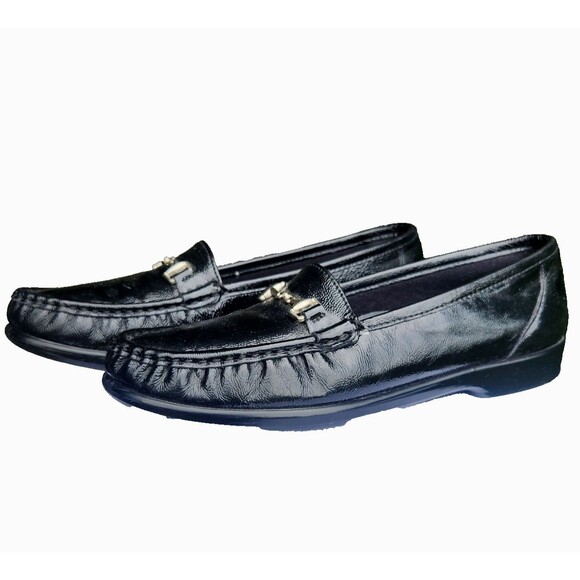 SAS Metro Leather Loafer Women's Sz 9 S Horse Bit Black Patent Comfort Slip On - Picture 2 of 7